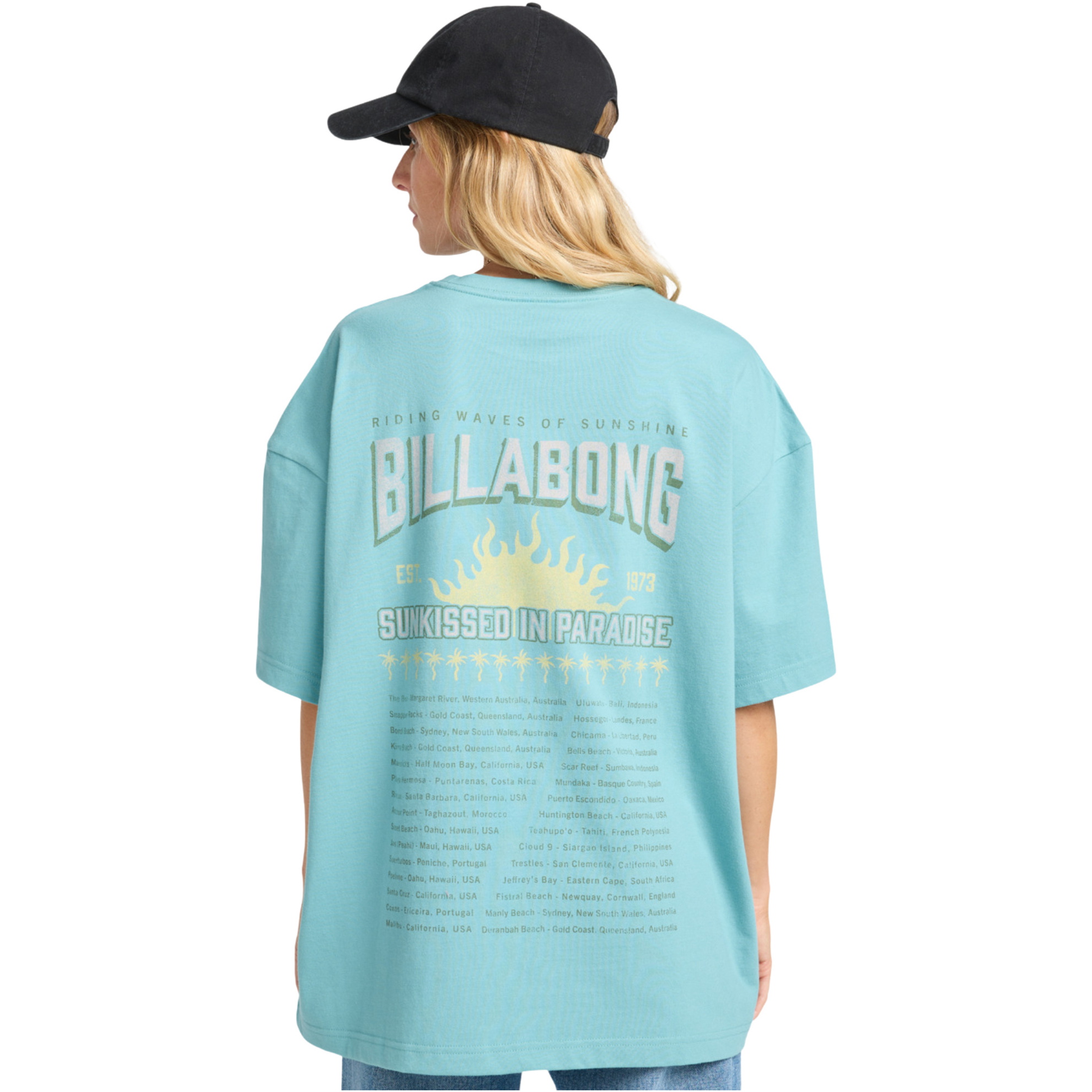 2025 Billabong Womens Reach For Sunshine Short Sleeve T-Shirt EBJZT00478 - Misty Blue